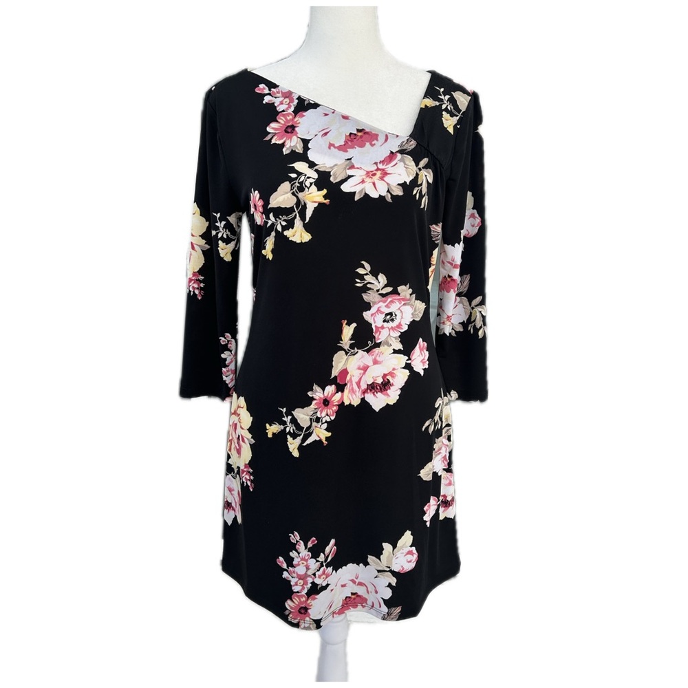 White House Black Market Floral Black Mini Dress